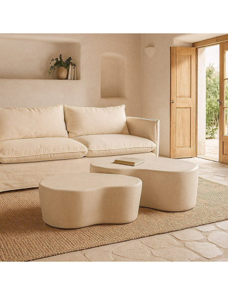 Grande Table basse minimaliste Organique en Bois MDF Blanc Wilma - 2