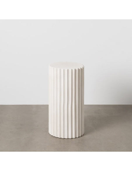 Sellette haute néoclassique Ronde Hauteur 60 cm en Bois MDF Blanc Daya - 2