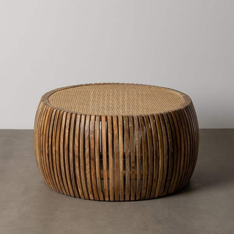 Table basse bohème chic Ronde en Bois de manguier Rotin Naturel Cannage Jilaya - 3