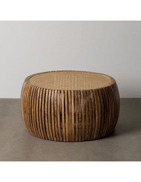 Table basse bohème chic Ronde en Bois de manguier Rotin Naturel Cannage Jilaya - 3