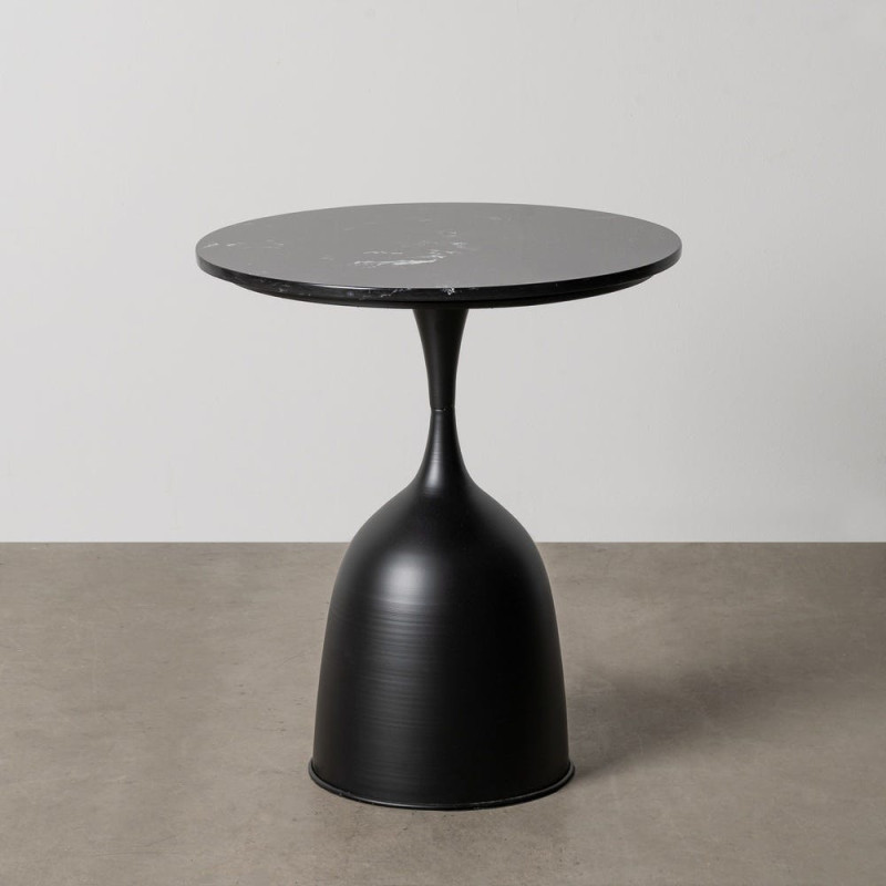 Table d'appoint moderne chic Ronde en Métal Marbre Noir Itzani - 2