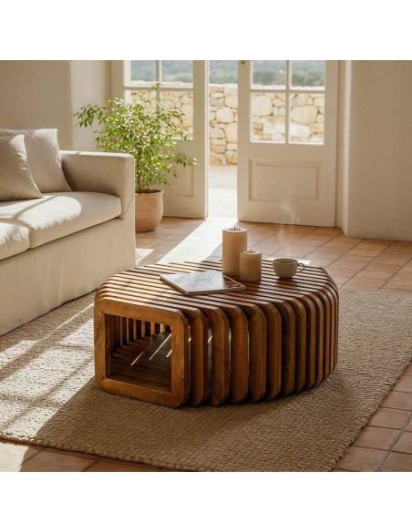 Table basse design Orignale en Bois de manguier Naturel Nehlia - 2