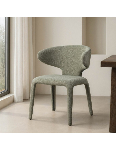 Fauteuil de table design chic en Tissu Vert Chiné Métal Uyana (Lot de 2) - 2