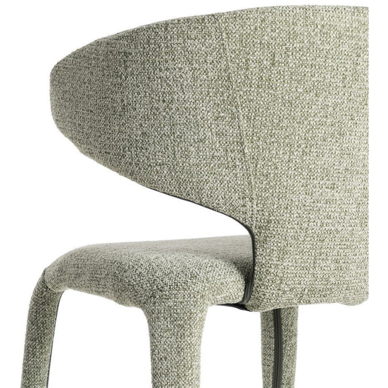 Fauteuil de table design chic en Tissu Vert Chiné Métal Uyana (Lot de 2) - 6
