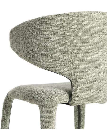 Fauteuil de table design chic en Tissu Vert Chiné Métal Uyana (Lot de 2) - 6