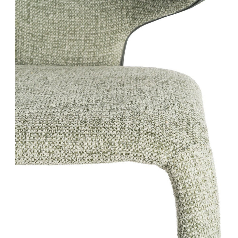 Fauteuil de table design chic en Tissu Vert Chiné Métal Uyana (Lot de 2) - 7
