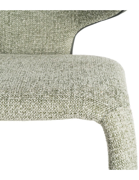 Fauteuil de table design chic en Tissu Vert Chiné Métal Uyana (Lot de 2) - 7