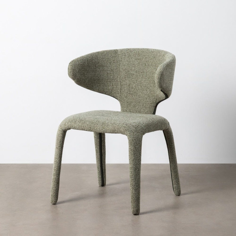 Fauteuil de table design chic en Tissu Vert Chiné Métal Uyana (Lot de 2) - 10