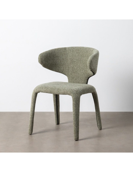 Fauteuil de table design chic en Tissu Vert Chiné Métal Uyana (Lot de 2) - 10