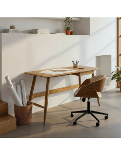 Bureau scandinave moderne 1 tiroir en Bois de manguier Naturel Noraya - 1
