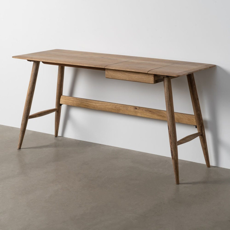 Bureau scandinave moderne 1 tiroir en Bois de manguier Naturel Noraya - 2