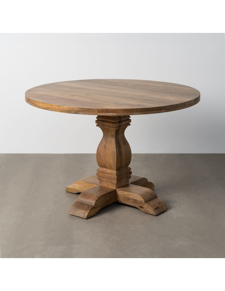Table à manger vintage chic Ronde 6 personnes en Bois de manguier Naturel Palora - 2