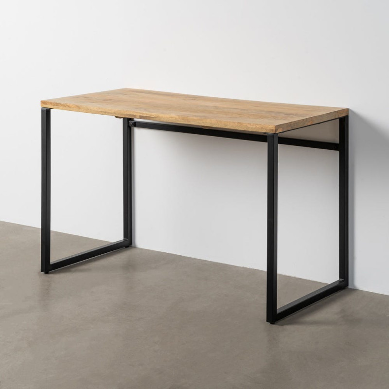 Bureau industriel chic en Bois de manguier Naturel Métal Noir Eyora - 2