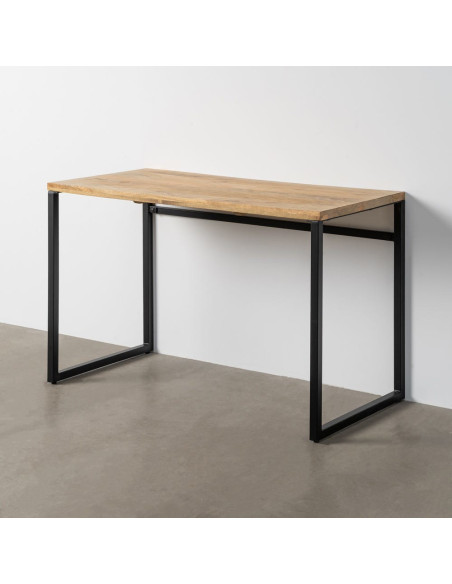 Bureau industriel chic en Bois de manguier Naturel Métal Noir Eyora - 2