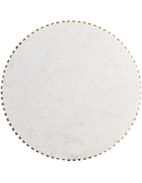 Table basse moderne Ronde en Marbre Blanc Bois de manguier Naturel Nivara - 11