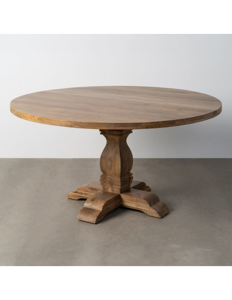 Grande Table à manger vintage chic Ronde 8 personnes en Bois de manguier Naturel Palora - 2