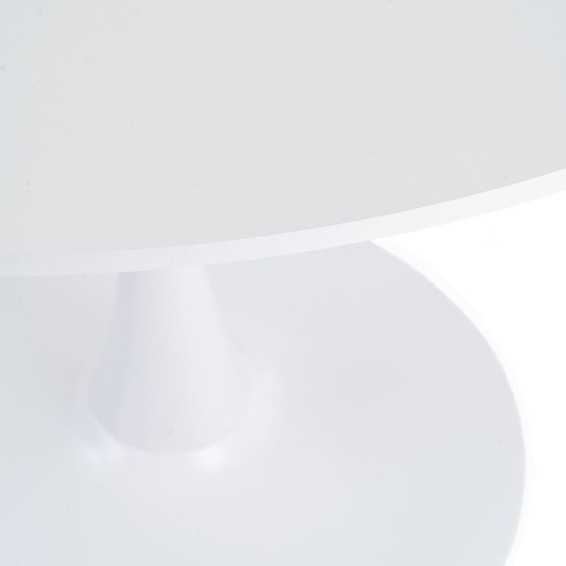 Table à manger moderne chic Ronde 4 personnes en Bois MDF Blanc Mélaminé Métal Blanc Oshira - 2