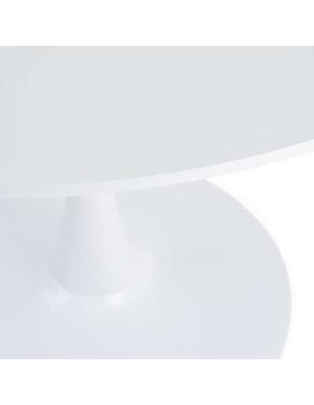 Table à manger moderne chic Ronde 4 personnes en Bois MDF Blanc Mélaminé Métal Blanc Oshira - 2