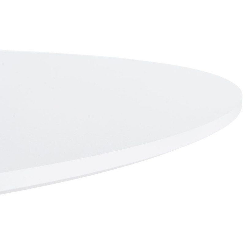 Table à manger moderne chic Ronde 4 personnes en Bois MDF Blanc Mélaminé Métal Blanc Oshira - 3