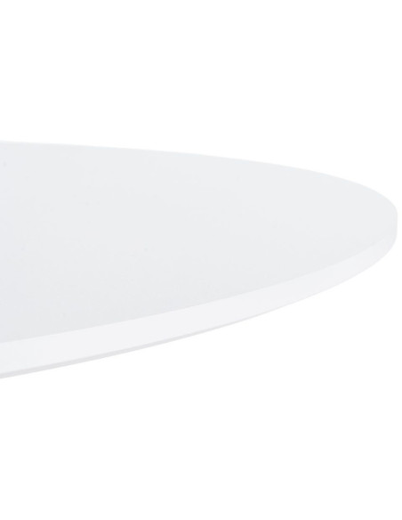 Table à manger moderne chic Ronde 4 personnes en Bois MDF Blanc Mélaminé Métal Blanc Oshira - 3