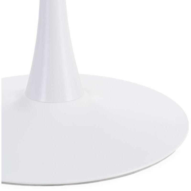 Table à manger moderne chic Ronde 4 personnes en Bois MDF Blanc Mélaminé Métal Blanc Oshira - 5