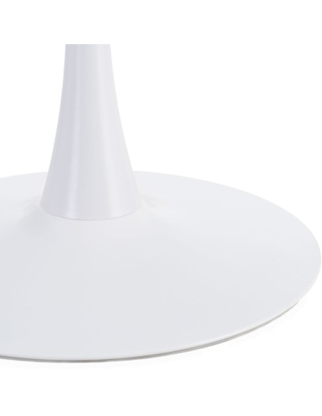 Table à manger moderne chic Ronde 4 personnes en Bois MDF Blanc Mélaminé Métal Blanc Oshira - 5