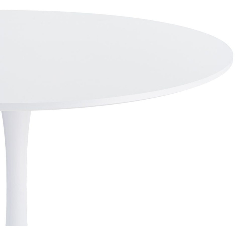 Table à manger moderne chic Ronde 4 personnes en Bois MDF Blanc Mélaminé Métal Blanc Oshira - 6