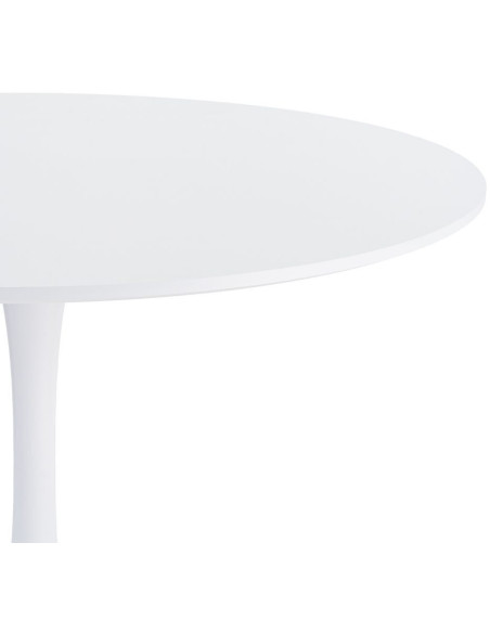 Table à manger moderne chic Ronde 4 personnes en Bois MDF Blanc Mélaminé Métal Blanc Oshira - 6