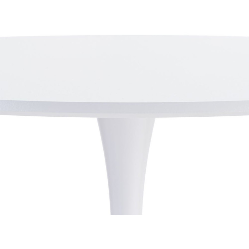 Table à manger moderne chic Ronde 4 personnes en Bois MDF Blanc Mélaminé Métal Blanc Oshira - 7