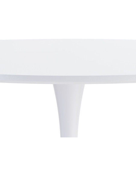Table à manger moderne chic Ronde 4 personnes en Bois MDF Blanc Mélaminé Métal Blanc Oshira - 7