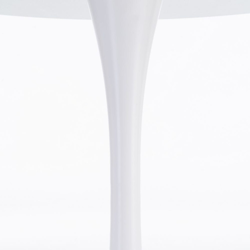 Table à manger moderne chic Ronde 4 personnes en Bois MDF Blanc Mélaminé Métal Blanc Oshira - 8