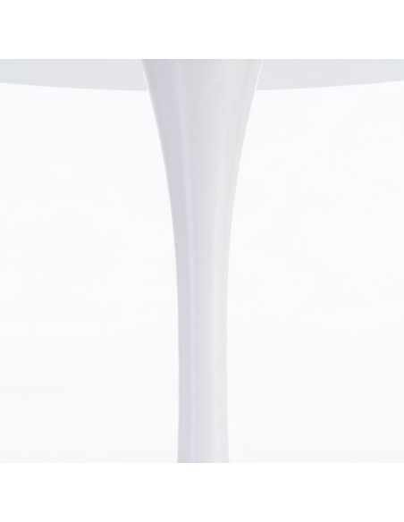 Table à manger moderne chic Ronde 4 personnes en Bois MDF Blanc Mélaminé Métal Blanc Oshira - 8