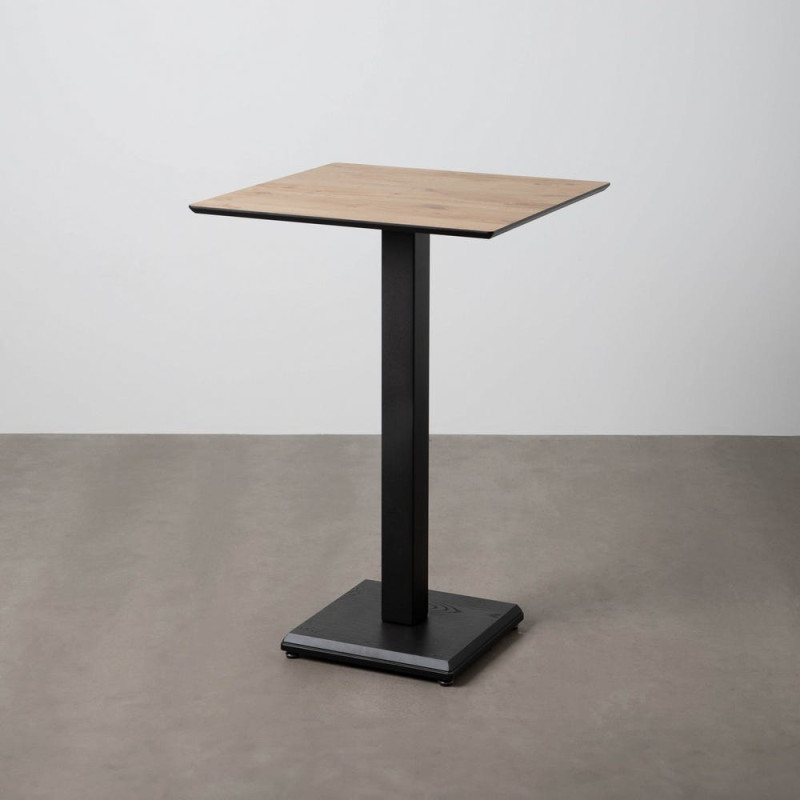 Table haute bistrot moderne Carrée 4 personnes en Métal Noir Bois MDF Naturel Alaro - 1
