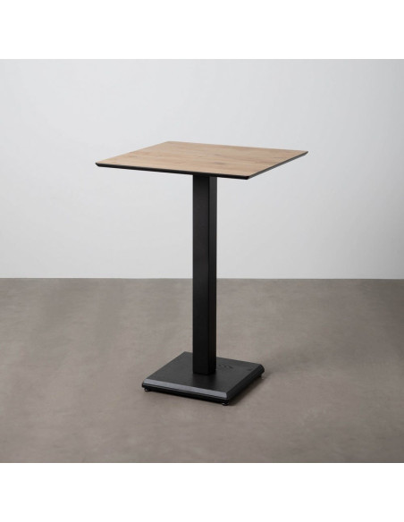Table haute bistrot moderne Carrée 4 personnes en Métal Noir Bois MDF Naturel Alaro - 1