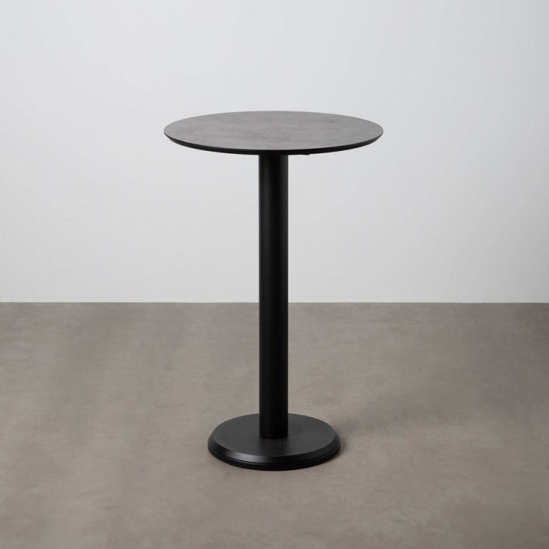 Table haute bistrot moderne Ronde 3 personnes en Métal Graphite anthracite Bois MDF Alaro - 1