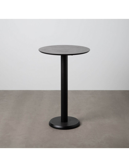 Table haute bistrot moderne Ronde 3 personnes en Métal Graphite anthracite Bois MDF Alaro - 1