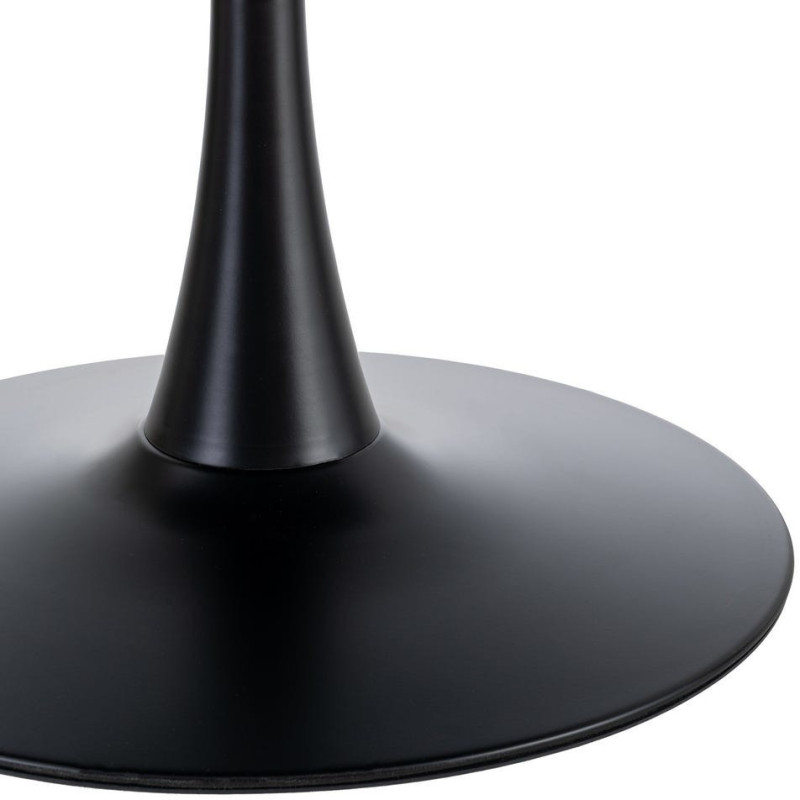 Table à manger moderne chic Ronde 4 personnes en Bois MDF Noir Mélaminé Motif marbré Métal Noir Oshira - 5