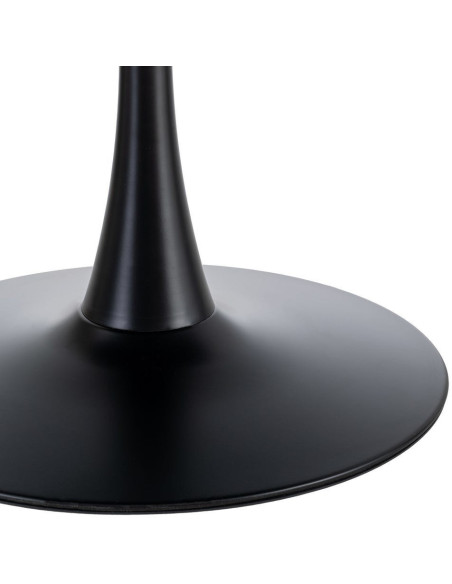 Table à manger moderne chic Ronde 4 personnes en Bois MDF Noir Mélaminé Motif marbré Métal Noir Oshira - 5