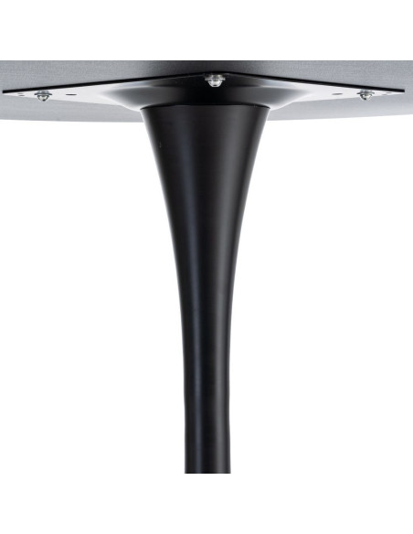 Table à manger moderne chic Ronde 4 personnes en Bois MDF Noir Mélaminé Motif marbré Métal Noir Oshira - 7