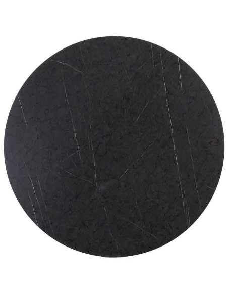 Table à manger moderne chic Ronde 4 personnes en Bois MDF Noir Mélaminé Motif marbré Métal Noir Oshira - 8