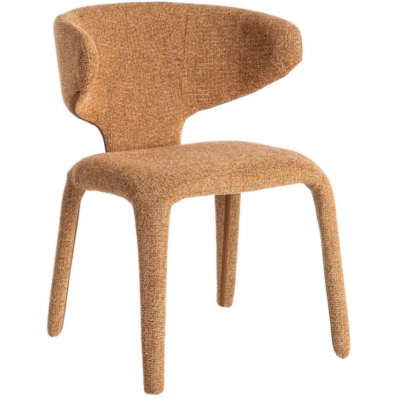 Fauteuil de table design chic en Tissu Marron Chiné Métal Uyana (Lot de 2) - 1