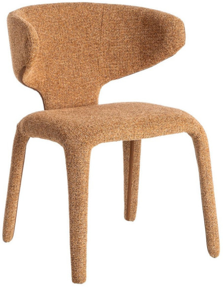 Fauteuil de table design chic en Tissu Marron Chiné Métal Uyana (Lot de 2) - 1