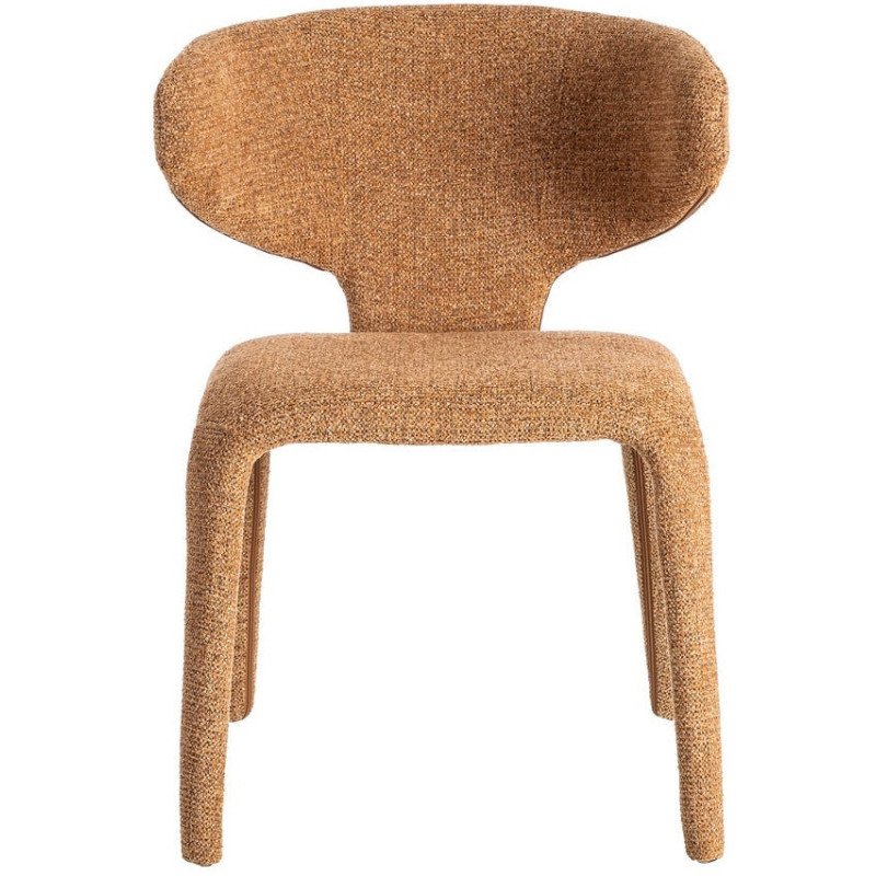 Fauteuil de table design chic en Tissu Marron Chiné Métal Uyana (Lot de 2) - 3