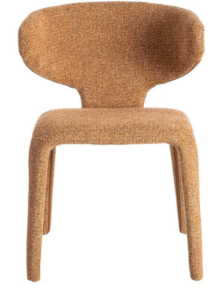 Fauteuil de table design chic en Tissu Marron Chiné Métal Uyana (Lot de 2) - 3