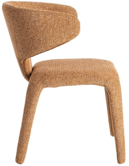 Fauteuil de table design chic en Tissu Marron Chiné Métal Uyana (Lot de 2) - 4