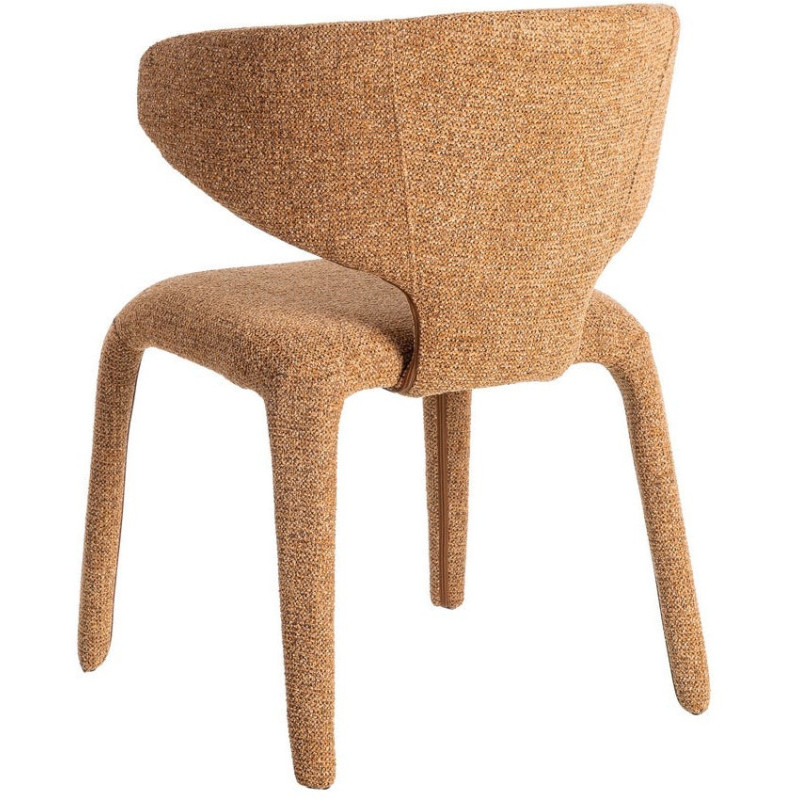 Fauteuil de table design chic en Tissu Marron Chiné Métal Uyana (Lot de 2) - 5