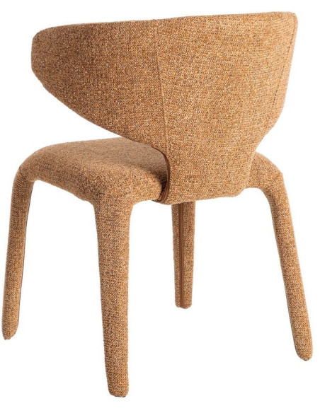 Fauteuil de table design chic en Tissu Marron Chiné Métal Uyana (Lot de 2) - 5