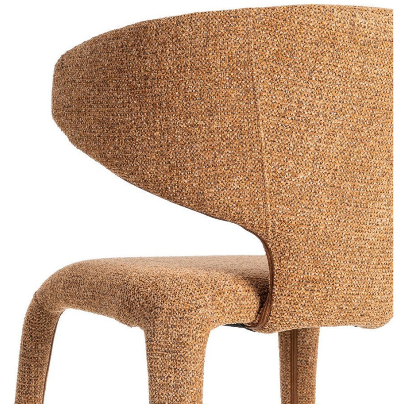 Fauteuil de table design chic en Tissu Marron Chiné Métal Uyana (Lot de 2) - 6