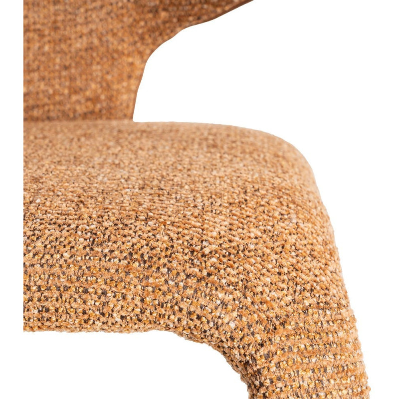 Fauteuil de table design chic en Tissu Marron Chiné Métal Uyana (Lot de 2) - 7