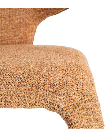 Fauteuil de table design chic en Tissu Marron Chiné Métal Uyana (Lot de 2) - 7